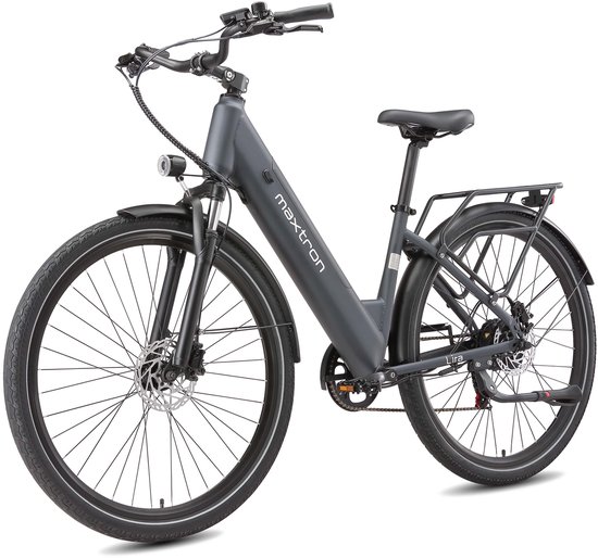Maxtron Lira Elektrische Fiets - Actieradius tot 140 km - 720Wh Accu met Grote Capaciteit - 28 x 2.0 Inch Banden - Hydraulische Schijfremmen - Shimano 7 Versnellingen - 250W Motor - Met Achterlicht - Max. Belastbaar 120 kg - Grijs