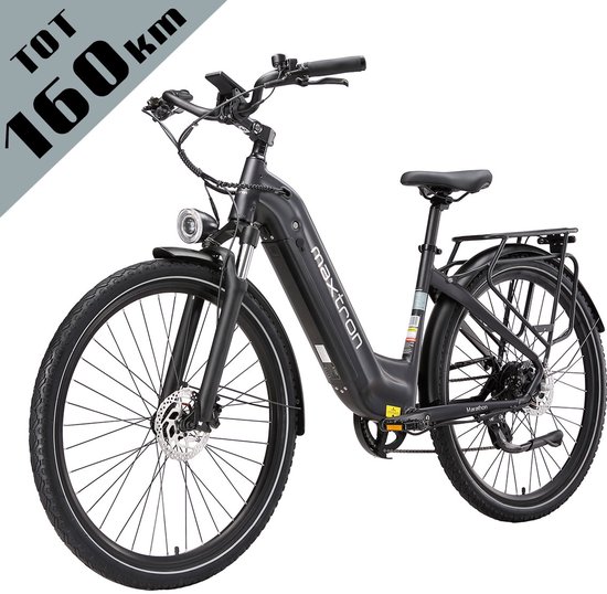 Maxtron Marathon Elektrische Fiets - 810Wh Accu (22.5Ah) - Actieradius tot 160 km - 700C×50C Banden - Shimano 7 Versnellingen - Aluminium Frame - Verende Voorvork met Lock-out - Hydraulische Schijfremmen - Stadsfiets - Max. Belastbaar 120 kg - Paars van Maxtron