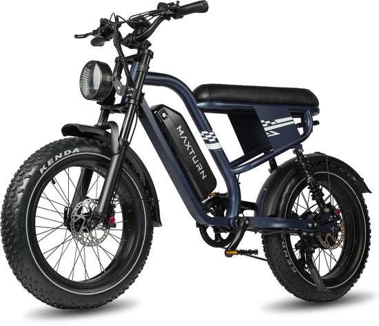 Maxtron MAX10 Elektrische Fiets – 20×4.0 Inch Fatbike – 48V 13.5Ah Accu – Actieradius tot 100 km – Mechanische Schijfremmen – Stadsfiets – Max. Belastbaar 180 kg – Blauw van Merkloos