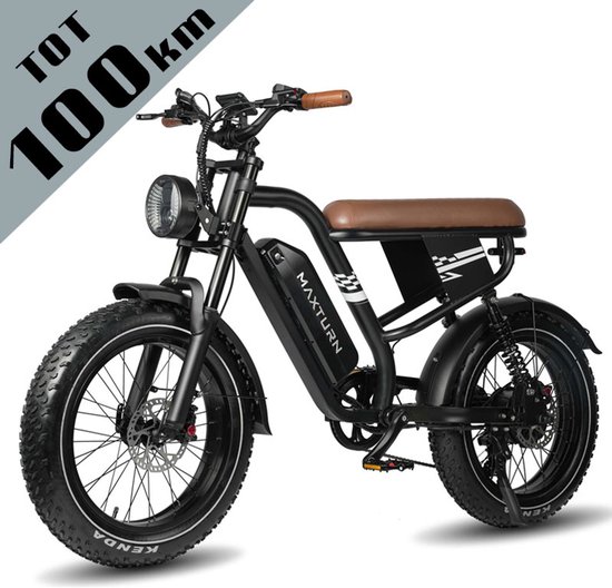 Maxtron MAX10 Elektrische Fiets – 48V 13.5Ah Accu – Actieradius tot 100 km – 20×4.0 Inch Fatbike Banden – Dubbele Verende Voorvork (Aluminium/Staal) – Shimano 7 Versnellingen – Mechanische Schijfremmen – Stadsfiets – Max. Belastbaar 180 kg – Zwart van Merkloos