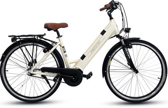 Maxtron MC-5X Elektrische Fiets - 36V 10Ah (360Wh) Accu - tot 100 km Actieradius - MAXXIS 700C×40C lekbestendig - Hydraulisch Velgrem­systeem - SHIMANO NEXUS 7-Speed - Elektrische Stadsfiets - Beige van Maxtron