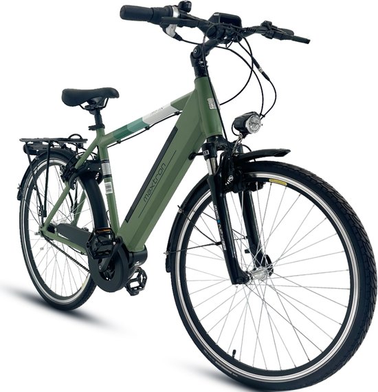 Maxtron MT-11X Elektrische Fiets - 360Wh/36V 10Ah Accu - 100 km Actieradius - MAXXIS 700×40C met reflecterende strepen - Hydraulisch schijfremsysteem - Shimano Nexus 7-speed - Elektrische Stadsfiets - Groen - Heren van Maxtron