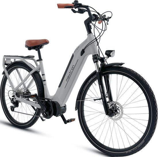 Maxtron MTS-21 Elektrische Fiets - LG 36V 14Ah (504Wh) Accu - tot 120 km Actieradius - Schwalbe Marathon 28×2.00 anti-lekbanden - Hydraulisch Schijfremsysteem - Shimano Deore 11-Speed - Elektrische Stadsfiets - Grijs van Maxtron