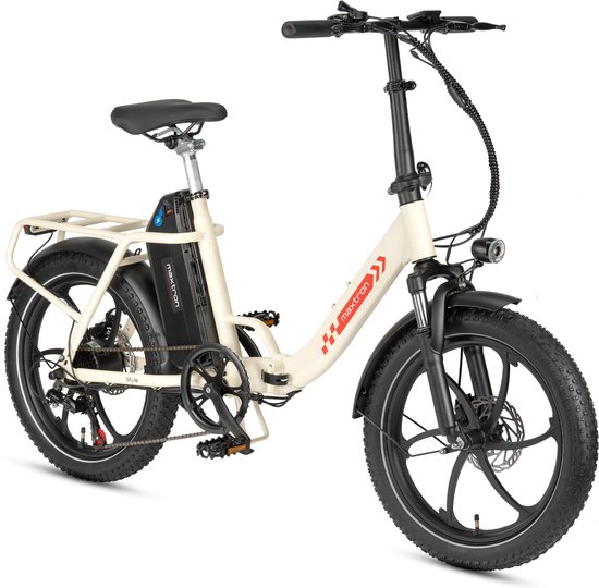 Maxtron MULE Elektrische Fiets – Opvouwbare E-bike – 20×3.0 Inch Banden – 48V 20Ah Accu – Actieradius tot 70 km – Mechanische Schijfremmen – Stadsfiets – Max. Belastbaar 120 kg – Wit van Merkloos