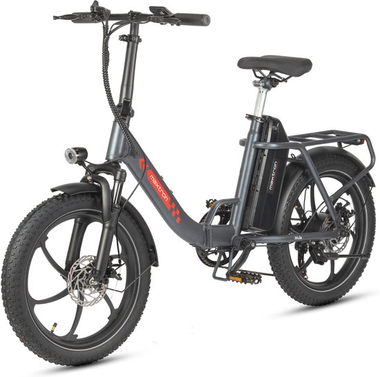 Maxtron Mule Opvouwbare Elektrische Fiets - 48V 20Ah 960Wh Uitneembare Accu - Tot 70 km Actieradius - 20 × 3.0 inch - 7 Versnellingen - Mechanische Schijfremmen - grijs