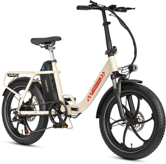 Maxtron Mule Opvouwbare Elektrische Fiets - 48V 20Ah 960Wh Uitneembare Accu - Tot 70 km Actieradius - 20 × 3.0 inch - 7 Versnellingen - Mechanische Schijfremmen - wit