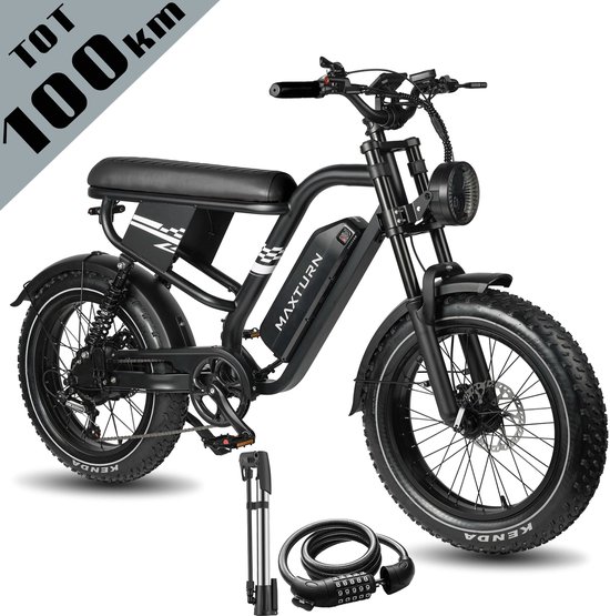 Maxtron MX10 Elektrische Fiets - 20×4.0 Inch Fatbike - 48V 13.5Ah Accu - Actieradius tot 100 km - Mechanische Schijfremmen - Stadsfiets - Max. Belastbaar 120 kg - Zwart van Maxtron