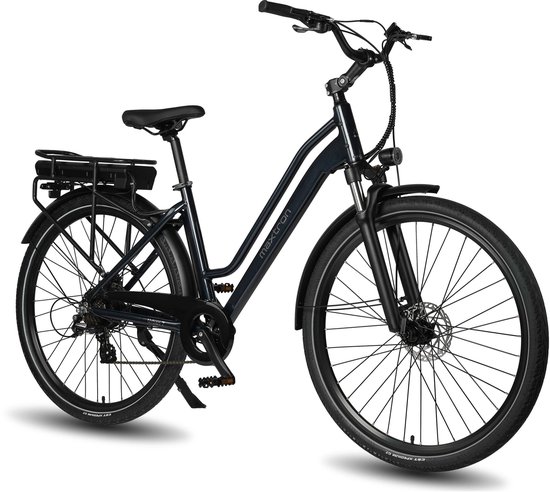 Maxtron Urban7 Elektrische Fiets – 700C×50C Banden – 36V 12.8Ah Accu – Actieradius tot 70 km - Mechanische Schijfremmen – Stadsfiets – Max. Belastbaar 120 kg – Blauw van Merkloos