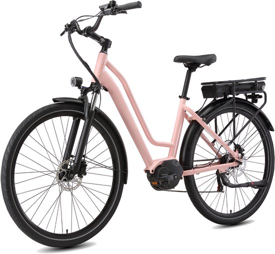 Maxtron Urban8 Elektrische stadsfiets - 28 inch - Ananda M60 middenmotor - 70 Nm hoog koppel - 460,8 Wh accu - 70 km actieradius - hydraulische schijfremmen - koppelsensor - Shimano versnellingen - roze