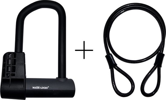 Maxx-Locks Huntly Beugelslot - Fietsslot ART 2 - 20cm -Inclusief 100cm Kabel - Zwart van Maxx