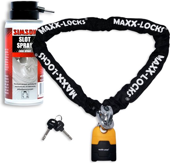 Maxx-Locks Ohura ART 4 Motorslot / Scooterslot - Inclusief Slot Spray - Kettingslot met 12 mm Dikke Schakels - Art Gekeurd Slot voor Motor en Scooter & Brommer - 120 cm van Maxx-Locks