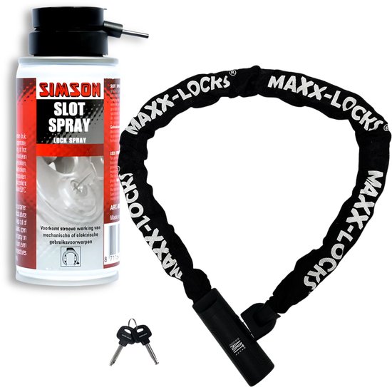Maxx-Locks Picton Kettingslot - Art 2 Fietslot Inclusief Slot Spray - Ketting van 8,3 mm Dikke Schakels - Slot met ART keurmerk - Geschikt voor Electrische Fiets en Fatbike - 90 cm van Maxx-Locks