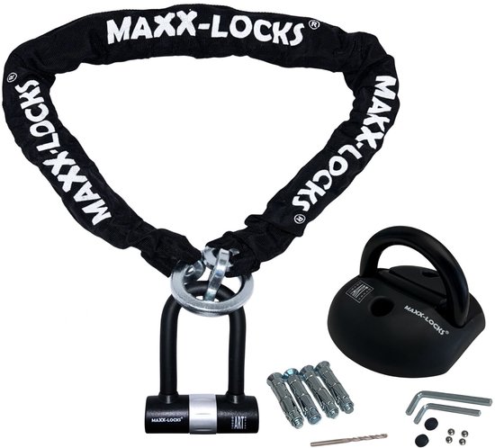 Maxx-Locks Tirau Art 4 Motorslot / Scooterslot + ART 4 Muuranker - Kettingslot met Loop en Beugelslot - Art Gekeurd Slot voor Motor en Scooter & Brommer - 120 cm van Maxx-Locks