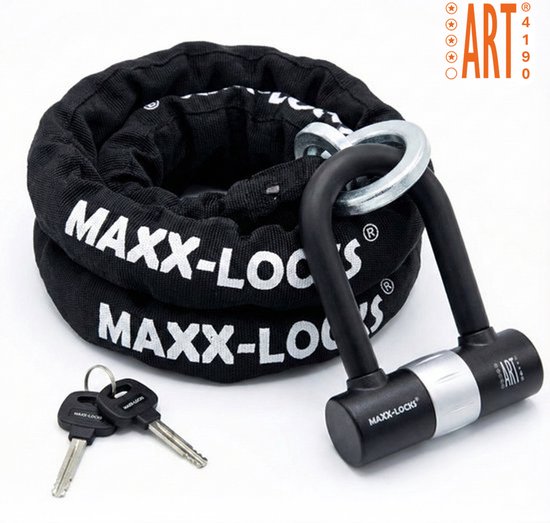 Maxx-Locks Tirau Art 4 Motorslot / Scooterslot - Kettingslot met Loop en Beugelslot - Art Gekeurd Slot voor Motor en Scooter & Brommer - 200 cm