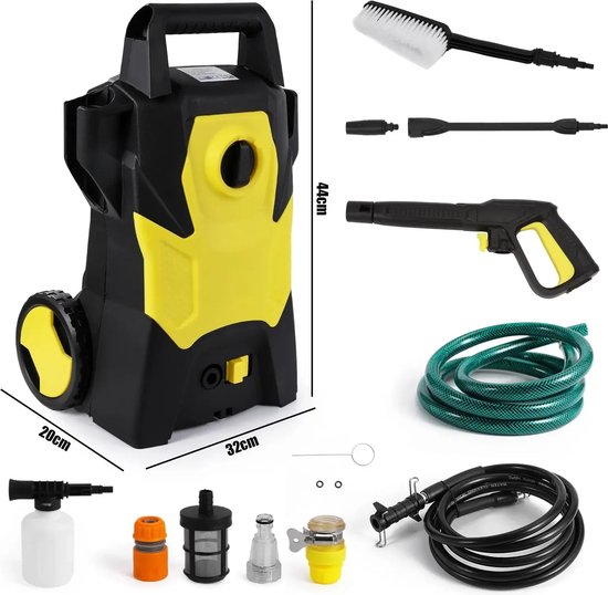 MazrekuHome® - Hogedrukreinigers - Terrasreiniger - Hogedrukreiniger auto - 1400W - Makkelijk draagbaar met handvat - Diverse accessoires van MazrekuHome