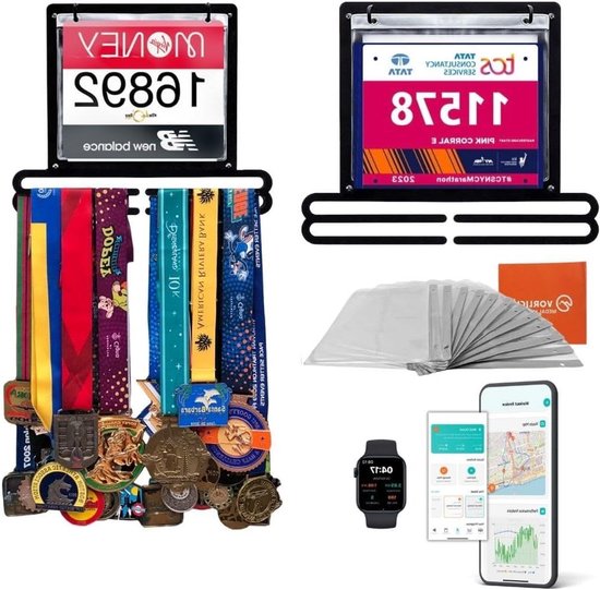 Medaille en Bib Houder - Sport Display - Prestaties Tonen - Ruimte voor 100+ Items - 356 cm Breed - Zwart