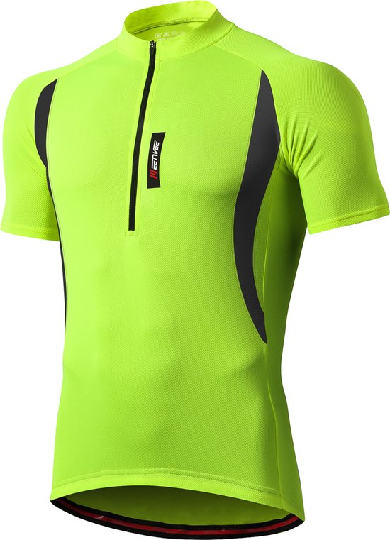 MEETYOO Herenfietsshirts Vochtafvoerend Korte mouwen Snel Fietsshirt Heren - Korte Mouwen - Wielershirt - Cycling ComfortFit Comfort Wielrenshirt Met 3 zakken en reflecterende strips-Groente-XL