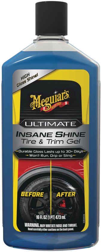 Meguiar’s Ultimate Insane Shine Tire & Trim Gel 473ml - Banden Glans Gel - Diepzwarte Hoogglans - Bestand Tegen Regen & Wassen