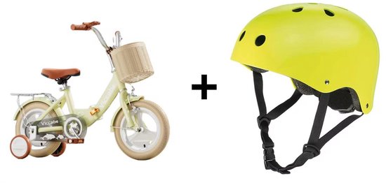 • Meisjes en Jonges fiets met mandje • 14 inch kinderfiets • Fiets voor peuters • Kinderfiets retro stijl • Kindervelo met mand • Viccabe kinderfiets • Kinderfiets groen • Eerste fiets kind van Viccabé