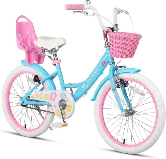 Meisjesfiets 12/14/16/20 Inch – Kinderfiets voor Meisjes 2-12 Jaar – Met Zijwieltjes, Poppenzitje & Mandje – Verstelbaar Zadel en Stuur – Fiets met Gesloten Kettingkast – Meegroeiende Kinderfiets – Meisjes Fiets in Verschillende Kleuren van Merkloos