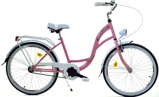 Meisjesfiets - 24 inch - robuust - wit roze - Dallas Bike van Dallas Bike