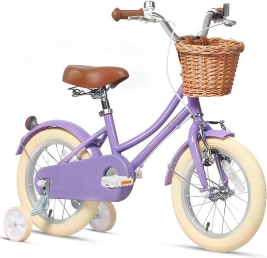 Meisjesfiets met Mand voor Kinderen van 3-10 Jaar - 12 tot 20 Inch - Met Bel en Stabilisatoren
