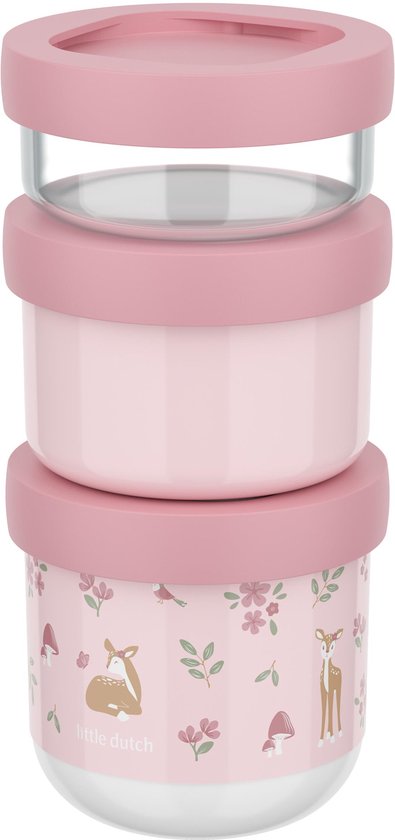 Mepal Mio snackbox stack 3-delig Little Dutch - 100 + 175 + 275 ml - Stapel zo veel als je nodig hebt - Magnetron- en vaatwasmachinebestendig - Fairy Garden van Mepal