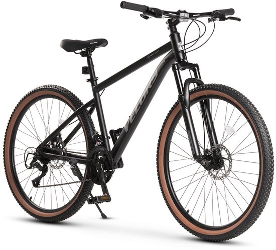 Merax Velors 27.5 Inch Mountainbike - 21 Versnellingen - Dubbele Schijfremmen - 100mm Voorvering - Dubbelwandige Velgen - Fiets voor Volwassenen 160-175 cm - Zwart Grijs - 85 Procent Voorgemonteerd van Merax