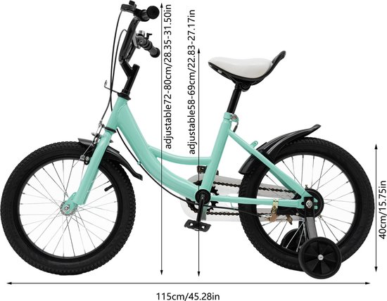 Mercadome® Kinderfiets - Afneembare Zijwieltjes - Unisex - Meisjes - Jongens - Groen - 41 cm van Mercadome®