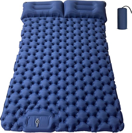 Mercadome® Luchtbed 2 persoons - Luchtmatras - Opblaasbed - Opblaasmatras - Lichtgewicht - Comfortabel & compact - 196x125x9 cm - blauw van Mercadome
