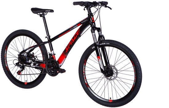 Mercury – Mountainbike – 26 inch – 21 versnellingen – Aluminium frame – Schijfremmen – Voorvork met vering – Zwart/Rood