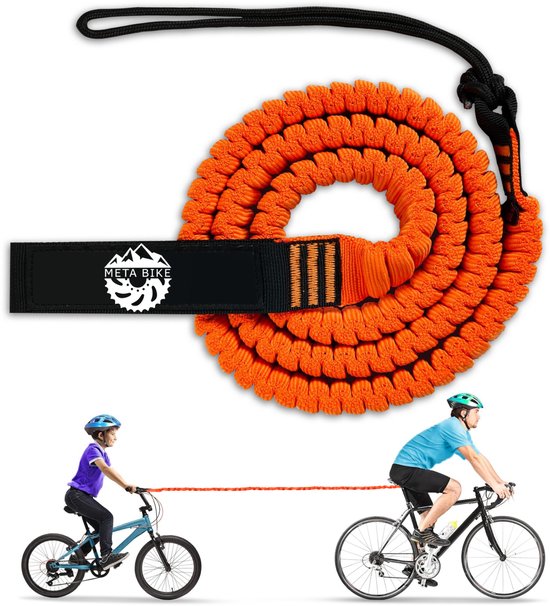 META BIKE TowKid Fiets Sleeptouw voor Kinderen, 2.5M Elastisch Bungee Sleepkabel voor Kinderen en Volwassenen, Kinderfiets Mountainbike E-Bike Woom MTB van Merkloos