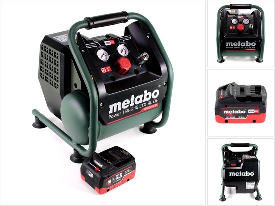 Metabo Power 160-5 18 LTX BL OF Snoerloze compressor 18 V 8,0 bar Brushless + 1x LiHD accupack 5,5 Ah - zonder lader