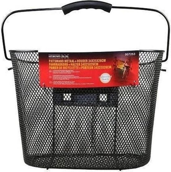 Metalen zwarte fietsmand 34 x 25 x 26 cm van MET