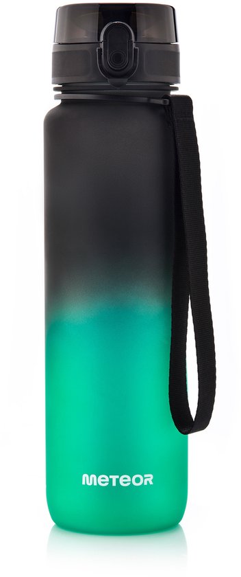 Meteor Sportbidon 1000 ml - Fietsbidon - Sportaccessoire - Zwart/groen van Merkloos