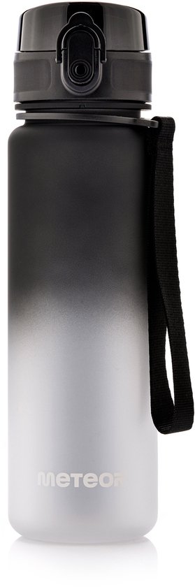 Meteor Sportbidon 500 ml - Fietsbidon - Sportaccessoire - Zwart/Wit van Merkloos