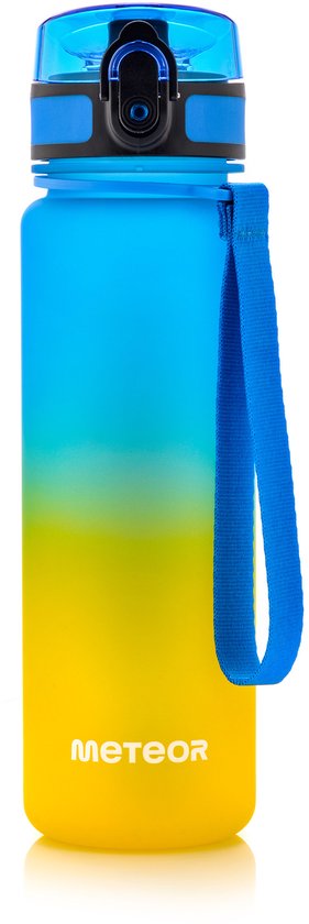 Meteor Sportfles 500 ml - Sportfles - Blauw/geel, Antislip, Tritan, 500 ml