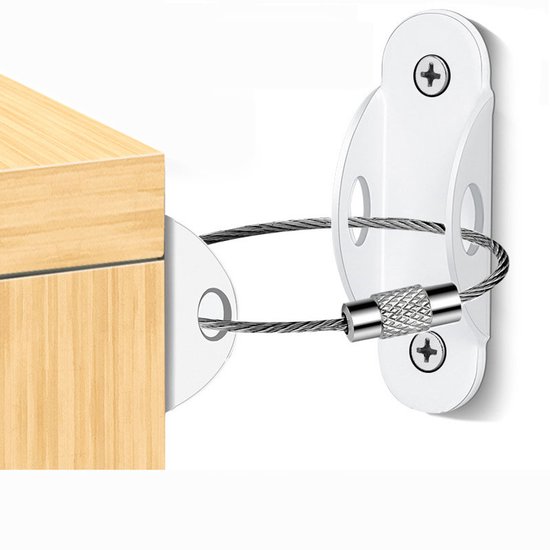 Meubelankers - Beveiliging kindermeubelankers - Set muurankers met kantelbeveiliging voor meubels - Meubelveiligheid - Veiligheid voor kinderen en huisdieren - 10 stuks - Voorkomt vallen en houdt kinderen veilig - Wit van Merkloos