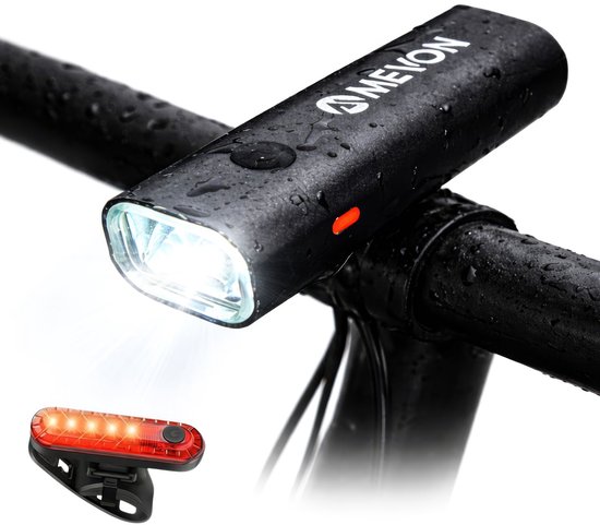 Mevon Fietsverlichting Set - Fietslampjes - Voor- & Achterlicht - 400 Lumen - Fietslamp - USB-C Oplaadbaar - Fietslichten van Mevon