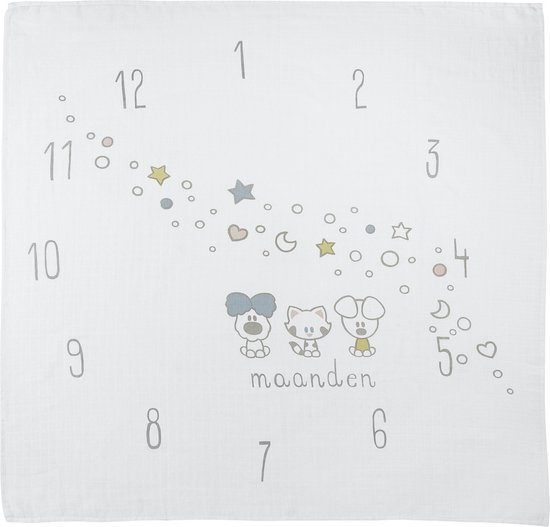 Meyco Baby Woezel & Pip swaddle - hydrofiel - multicolour - 120x120cm van Meyco