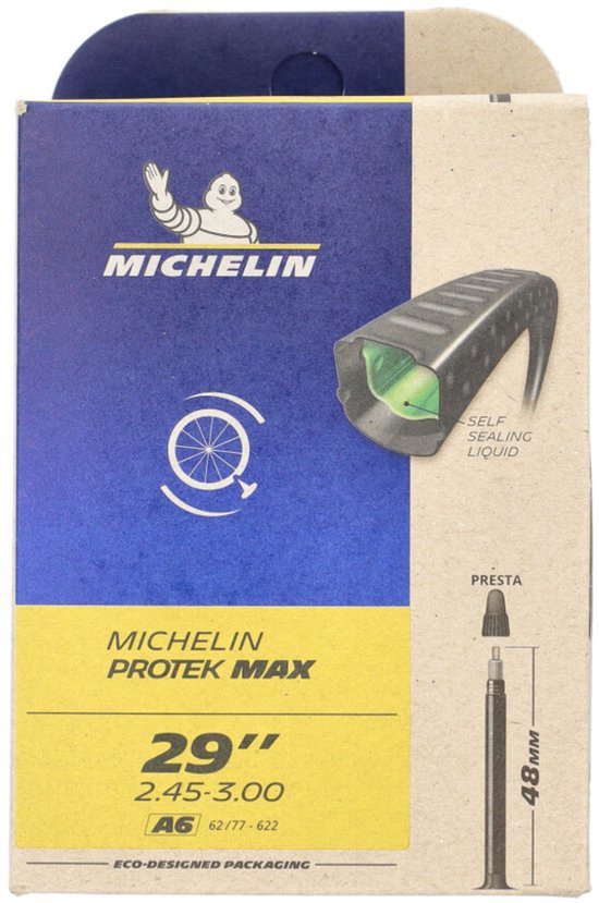 Michelin Binnenband 29” – Protek Max A6 – Frans (Presta) Ventiel – Ventiellengte: 48mm – ETRTO-maat: 62/77-622 van Michelin