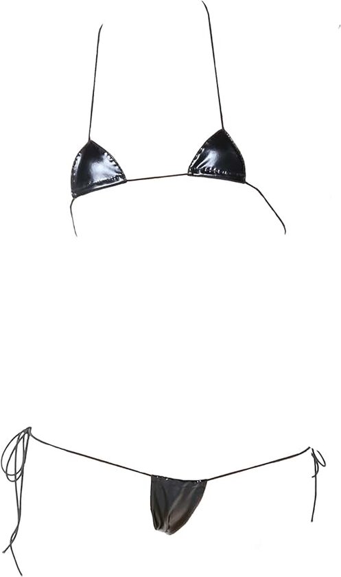 Micro Bikini Extreme Anime Lingerie Sexy Cosplay Outfit Ondeugende Japanse BH Panty Set Tweedelig Tanga-Badpak, zwart, XS-XL