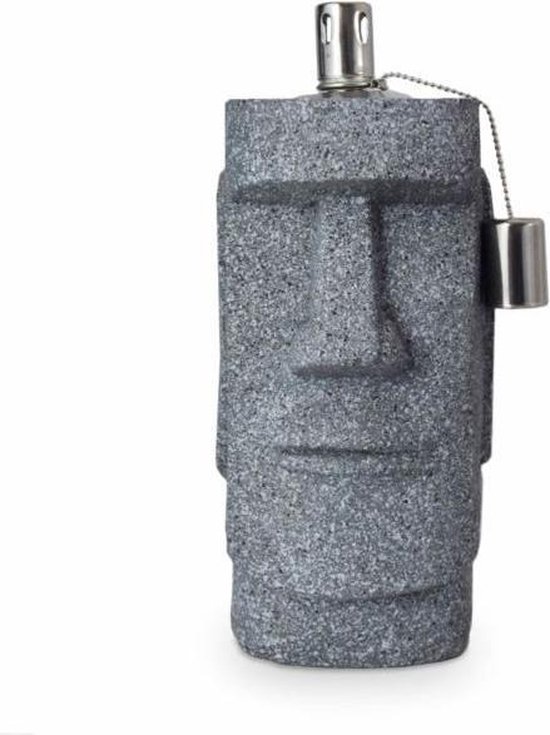 MikaMax Olielamp Moai - Paaseiland Chili - Grijs - Tuinbeeld -  12 x 12 x 31 cm - 1000 gram van Mikamax