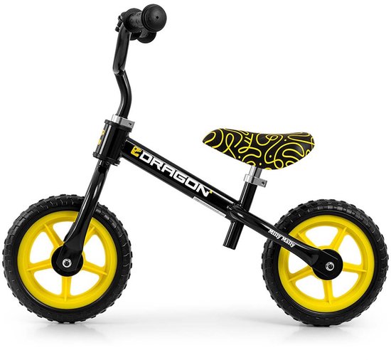 Milly Mally Dragon loopfiets zwart 10 inch - Kinderloopfiets