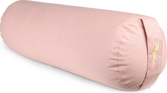 MindBaas - Yoga Bolster - Eco - Roze - Dubbel Gestikt - 60 x 20 cm (lengte x diameter) - Yoga Kussen van MindBaas