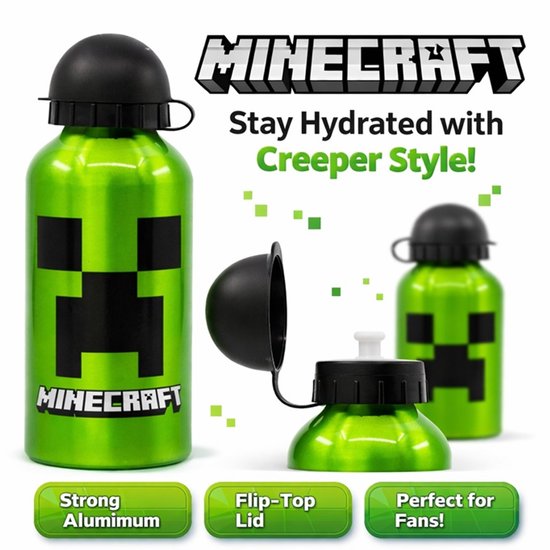 Minecraft aluminium bidon 400 ml - Creeper