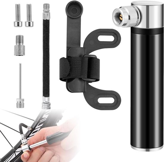 Mini Fietspomp 120 PSI - Hoge Druk Fietspomp voor Noodgevallen, Geschikt voor Racefietsen en Mountainbikes, Compact en Lichtgewicht met Bevestigingshouder