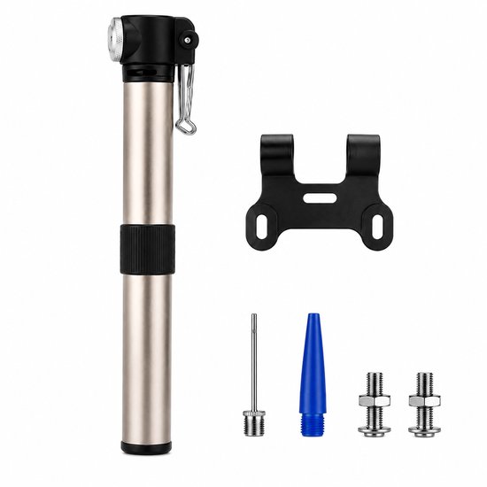 Mini Fietspomp Aluminium 120 PSI - Compacte Handpomp met Montageclip - Lichtgewicht Fiets Pomp voor Racefiets MTB en E-bike - Zilver