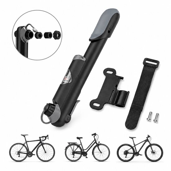 Mini Fietspomp met Digitale Drukmeter - 120 PSI - Presta Schrader Dunlop Ventielen - Compact en Draagbaar