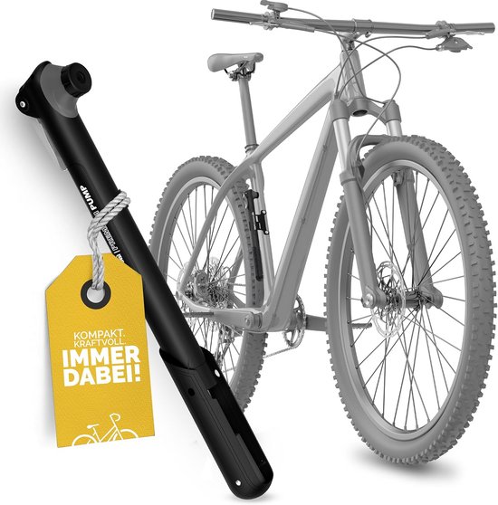 Mini-fietspomp voor volwassenen met verwisselbare ventielinzet en T-greep - Zwart